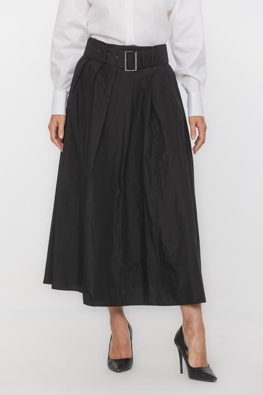 Spódnica midi z lekko błyszczącej czarnej tafty - 2