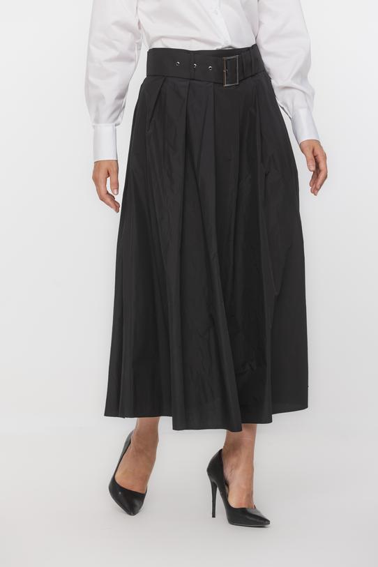 Spódnica midi z lekko błyszczącej czarnej tafty - 3