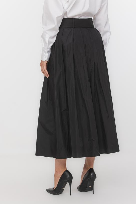 Spódnica midi z lekko błyszczącej czarnej tafty - 4