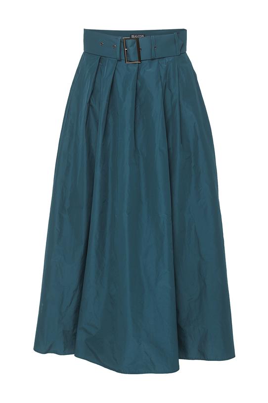 Spódnica midi z lekko błyszczącej zielonej tafty - 1