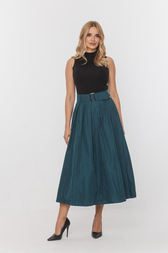 Wizualizacja Spódnica midi z lekko błyszczącej zielonej tafty