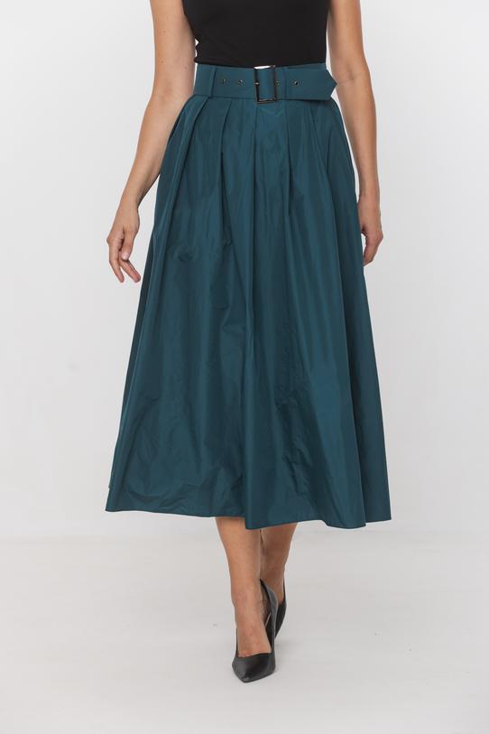 Spódnica midi z lekko błyszczącej zielonej tafty - 2