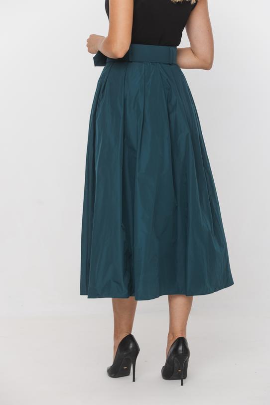 Spódnica midi z lekko błyszczącej zielonej tafty - 3
