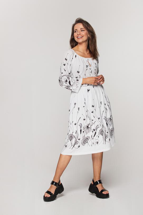 Wizualizacja Biała marszczona spódnica na pasku