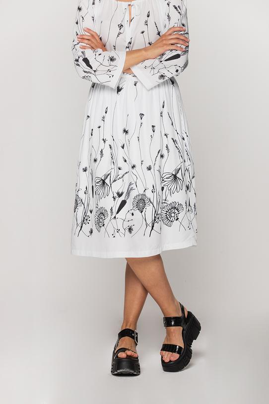 Biała marszczona spódnica na pasku - 2