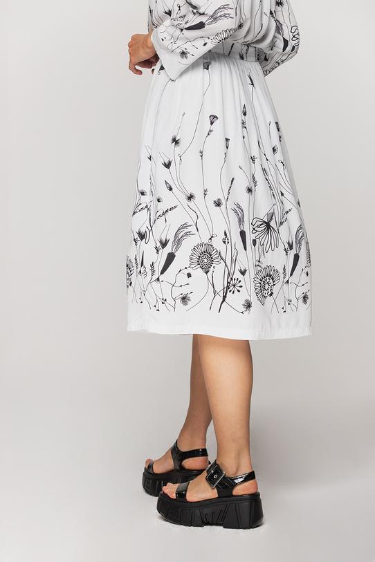 Biała marszczona spódnica na pasku - 3