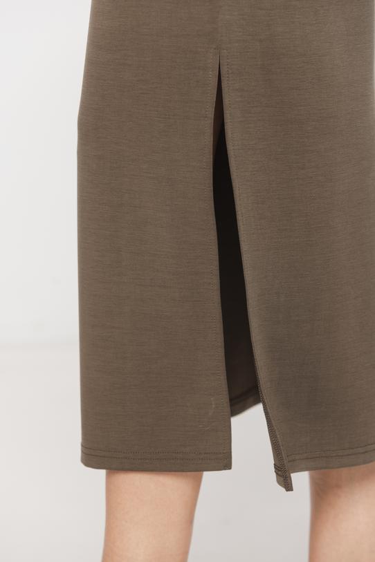 Spódnica z dzianiny w kolorze ciemnej oliwki - 4