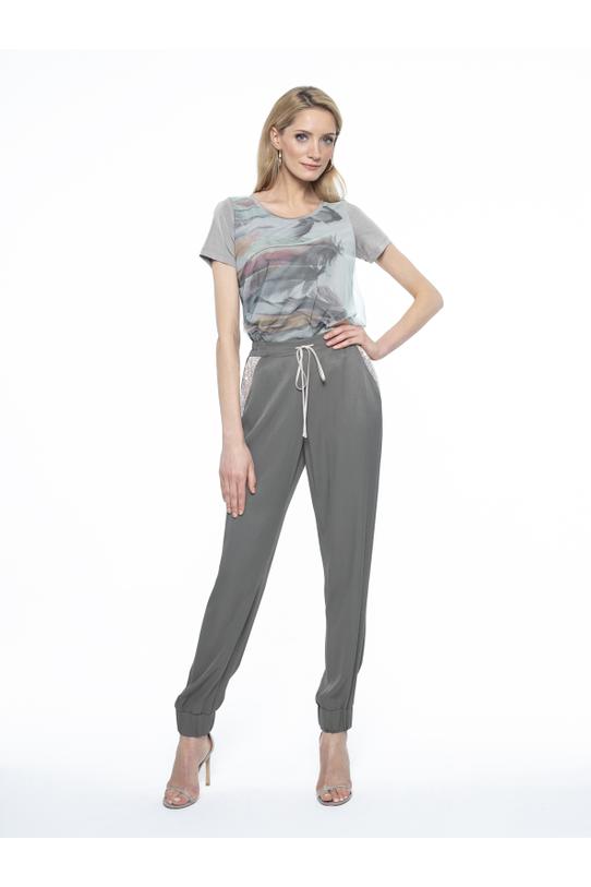 Viscose pants in khaki color - 1