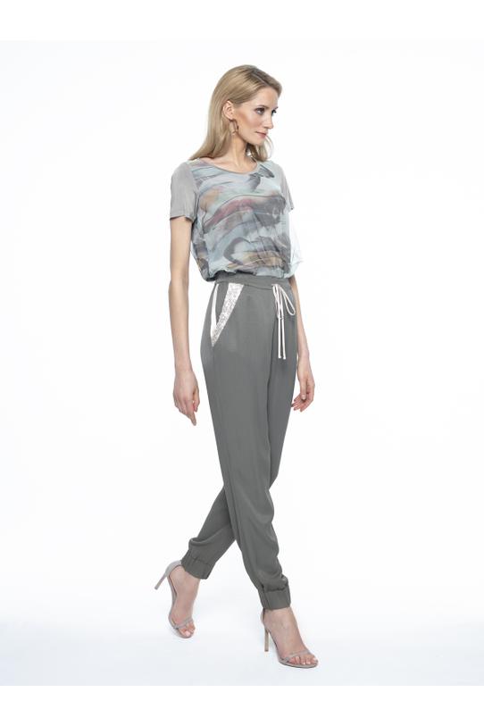 Viscose pants in khaki color - 2