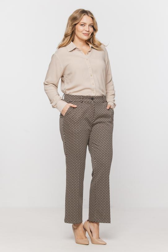 Wizualizacja Spodnie dzwony w kant z wzorzystej dzianiny