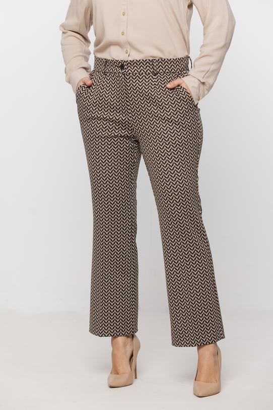 Spodnie dzwony w kant z wzorzystej dzianiny - 2