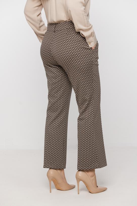 Spodnie dzwony w kant z wzorzystej dzianiny - 3