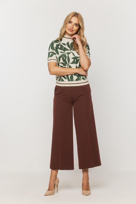 Wizualizacja Spodnie kuloty w kant w kolorze kasztanowym