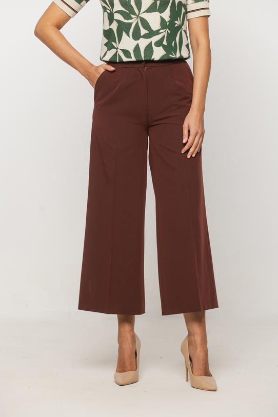 Spodnie kuloty w kant w kolorze kasztanowym - 2