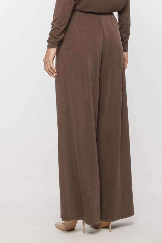 Spodnie o luźnym kroju z brązowej dzianiny - 4