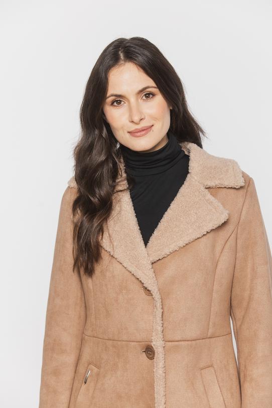 Stylowy kożuszek z kołnierzem i zapięciem na guziki - 4