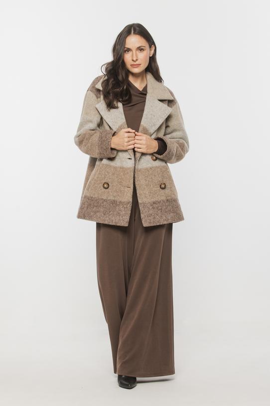 Wizualizacja Stylowy krótki płaszcz wełniany o swobodnym fasonie