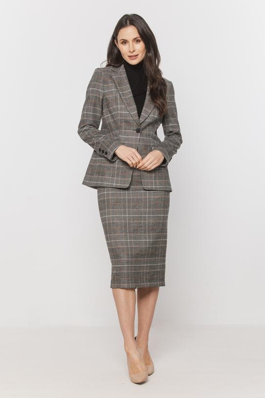 Wizualizacja Stylowy szary żakiet w brązową kratkę