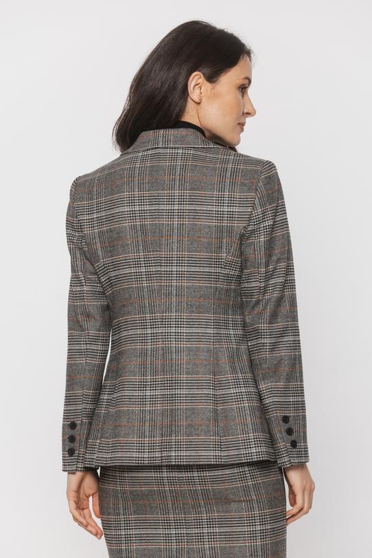 Stylowy szary żakiet w brązową kratkę - 4