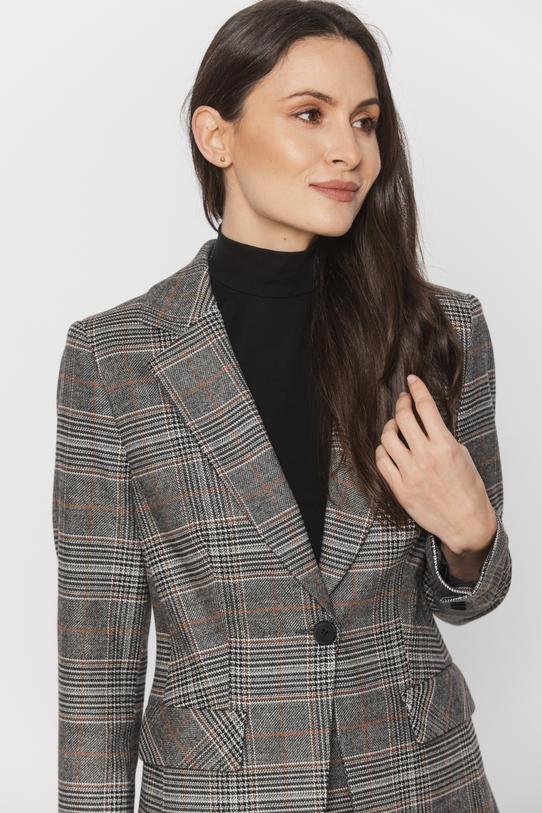 Stylowy szary żakiet w brązową kratkę - 5