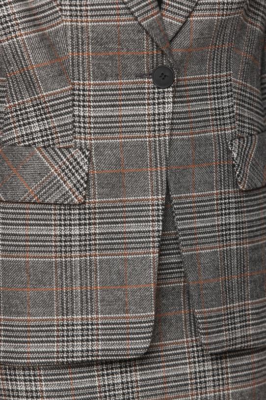 Stylowy szary żakiet w brązową kratkę - 6