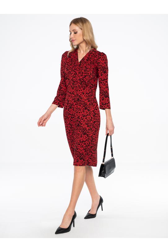 common:product-alt-prefix Red mottled dress with an envelope cut