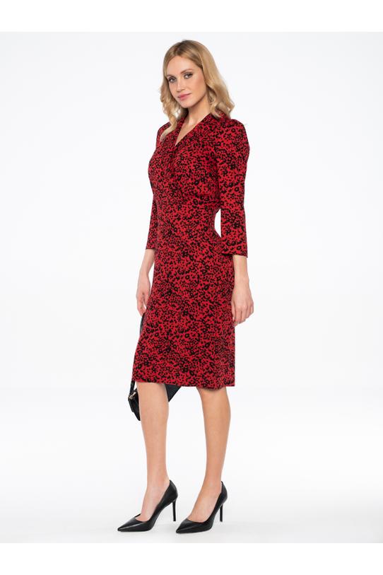 Red mottled dress with an envelope cut - 2
