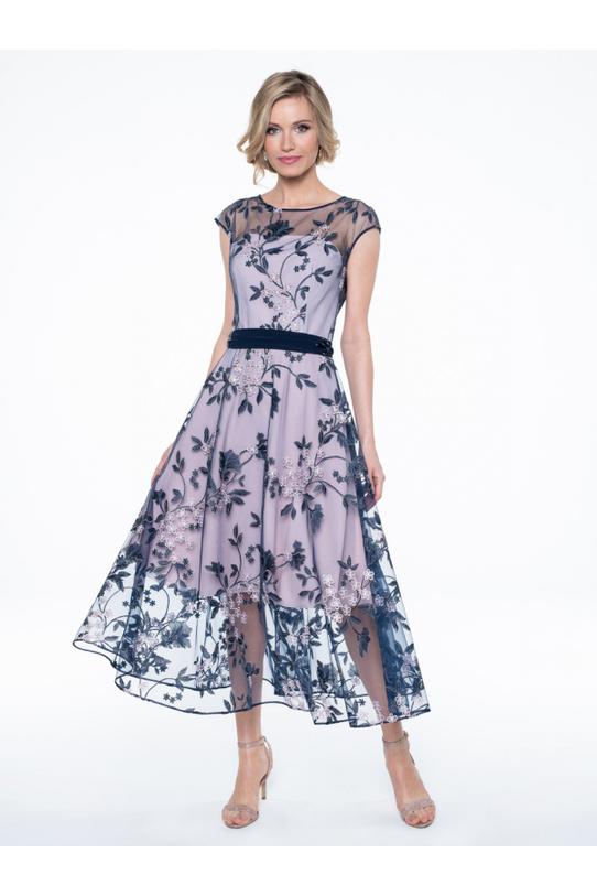 Trójwarstwowa sukienka z haftowanej koronki - 1