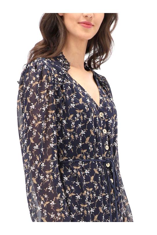 Navy blue floral pattern dress - 6