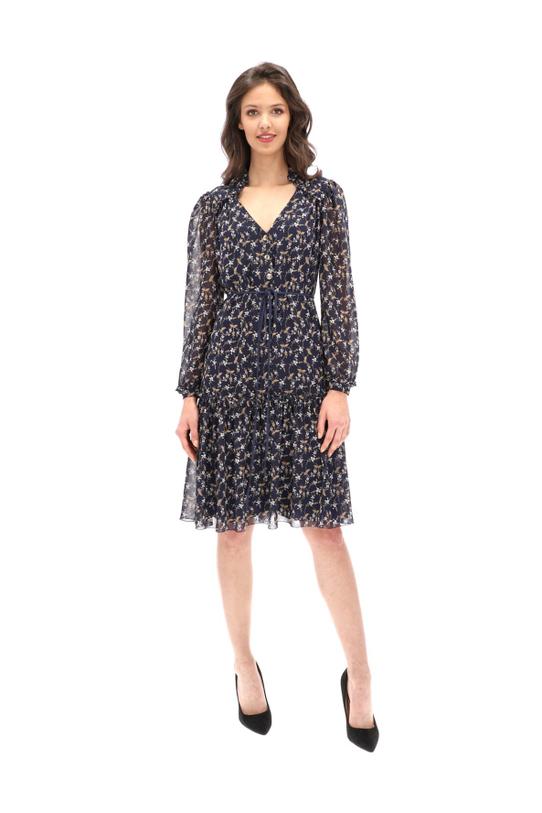 Navy blue floral pattern dress - 1