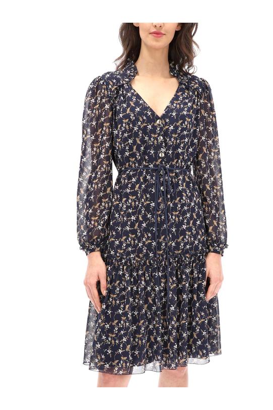 Navy blue floral pattern dress - 5