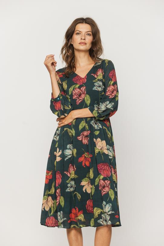 Sukienka marszczona w talii z jedwabistej wiskozy - 2