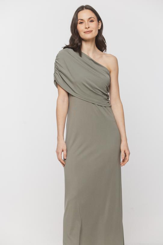 Sukienka na jedno ramię w kolorze szałwii - 2