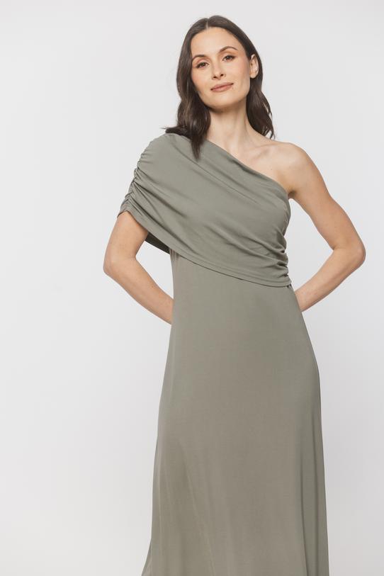 Sukienka na jedno ramię w kolorze szałwii - 3