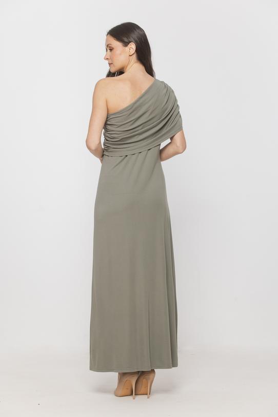 Sukienka na jedno ramię w kolorze szałwii - 4