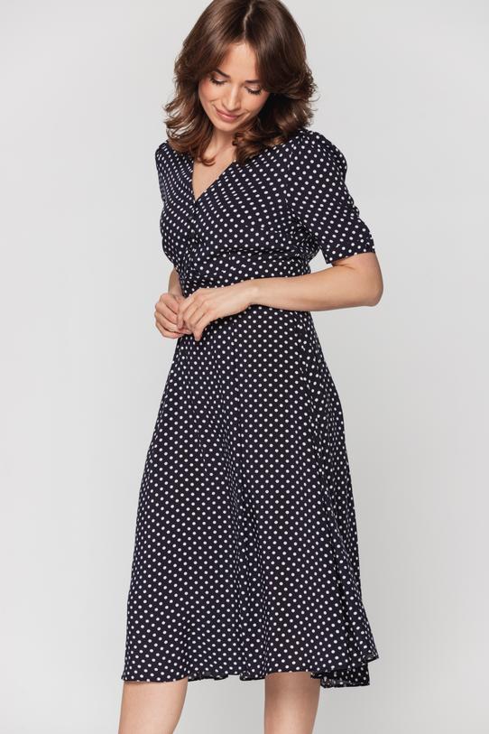 Sukienka z dopasowaną talią i  ozdobnymi guziczkami - 3