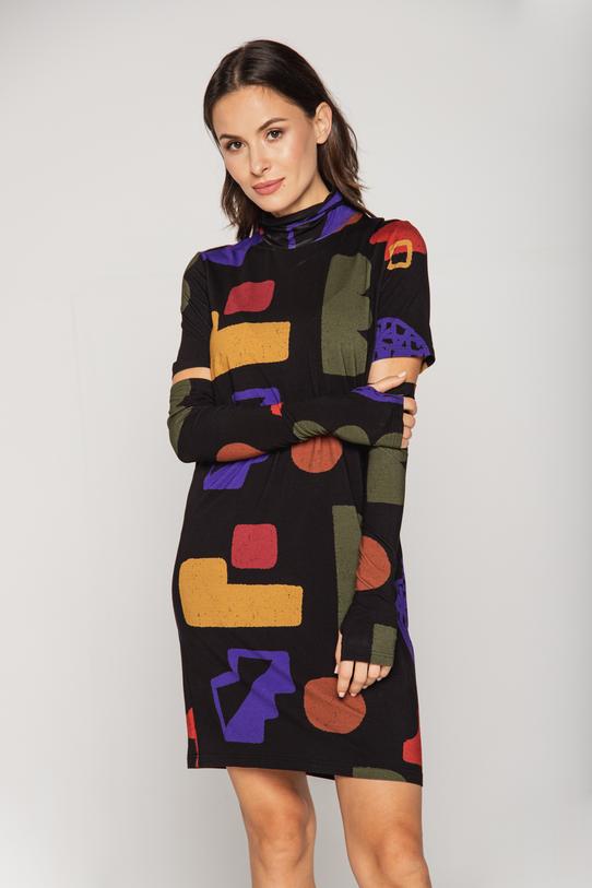 Wiskozowa sukienka z golfem - 2