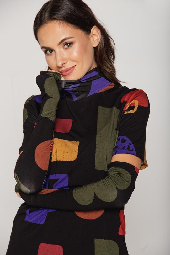 Wiskozowa sukienka z golfem - 5