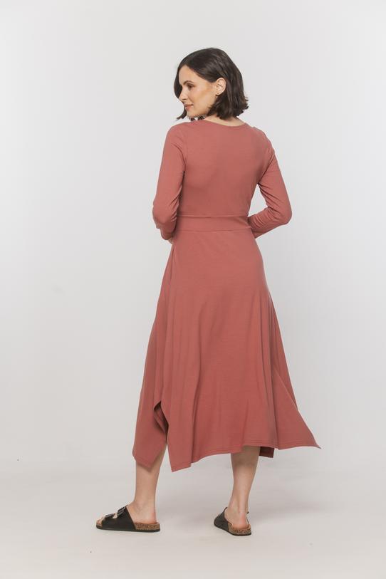 Sukienka z dzianiny bawełnianej w kolorze indyjskiego różu - 3