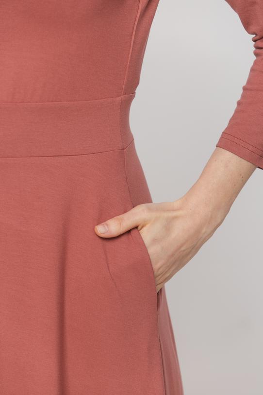 Sukienka z dzianiny bawełnianej w kolorze indyjskiego różu - 5