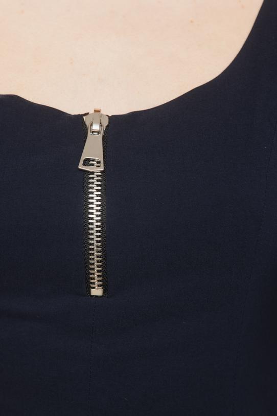 Sukienka z granatowej tkaniny wiskozowej z ozdobnym suwakiem - 5