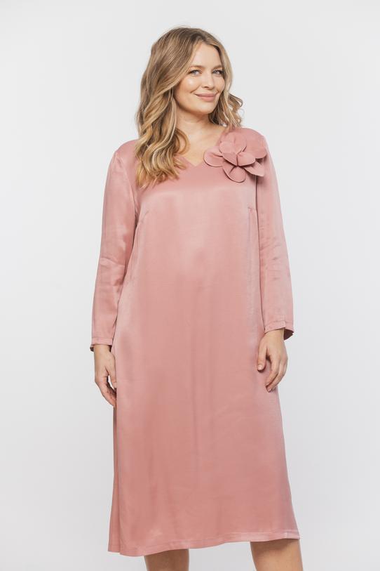 Sukienka z satynowej wiskozy z ozdobnym kwiatem - 2