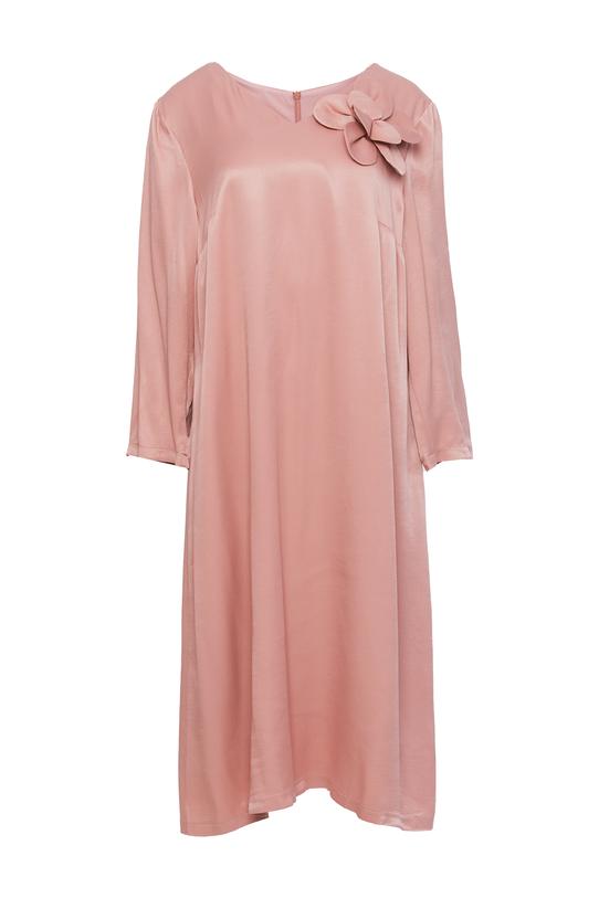Sukienka z satynowej wiskozy z ozdobnym kwiatem - 1