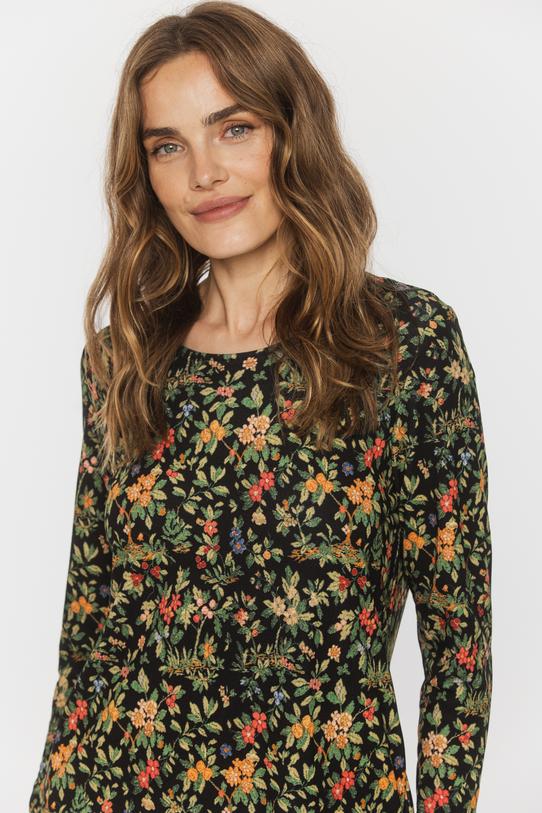 Sukienka za kolano z grubej kwiatowej dzianiny - 3