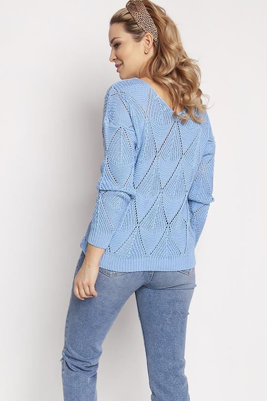 Blue sweater with v-neck - 2