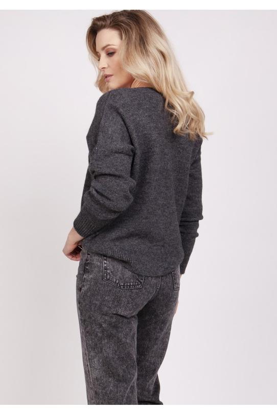 Grafitowy sweter zapinany na guziki