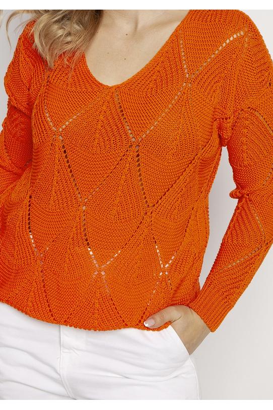 Sweter pomarańczowy z dekoltem v-neck