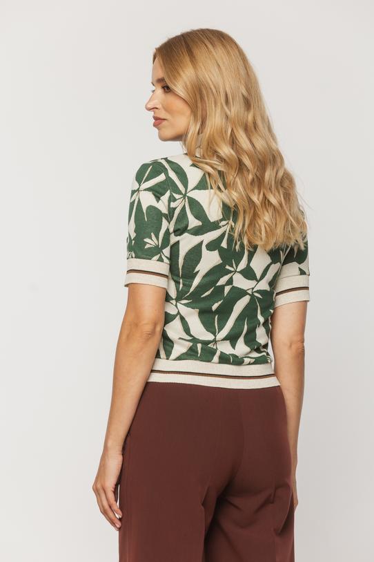 Sweterek z krótkim rękawem z dzianiny żakardowej - 3