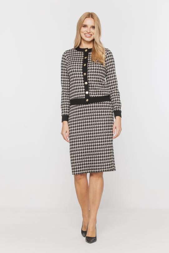 Wizualizacja Sweterkowa bluzka w pepitkę zapinana na złote guziki