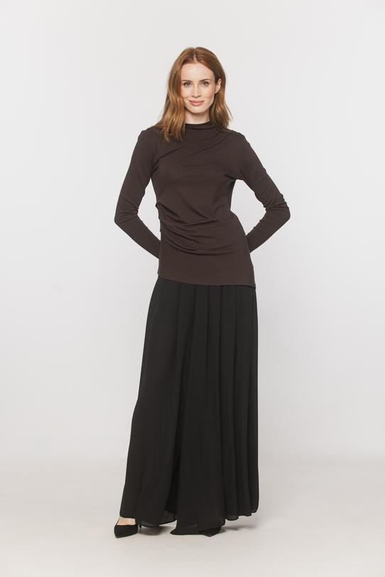 A brown jumper-style top with an asymmetrical cut - 1